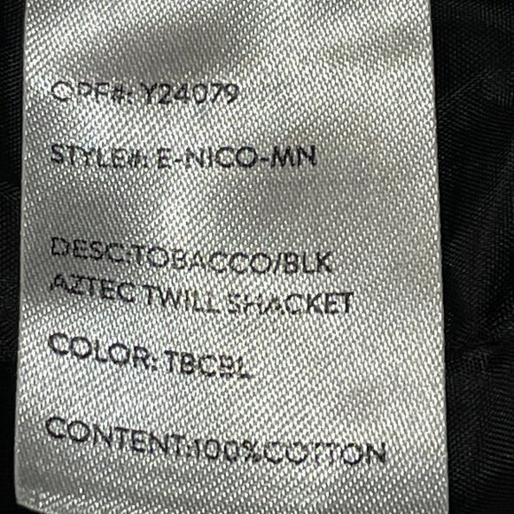 NOMAD By Craft & Flow Men's "Aztec Twill Shacket" Long Sleeve Black/Rust Size M - Picture 9 of 10